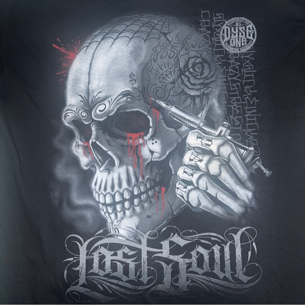 Dyse One T-shirt Men's XL Lost Soul Skull, Black T Shirt